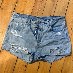 Levi’s 501 High-Rise Distressed Denim Women's Shorts - Light Blue